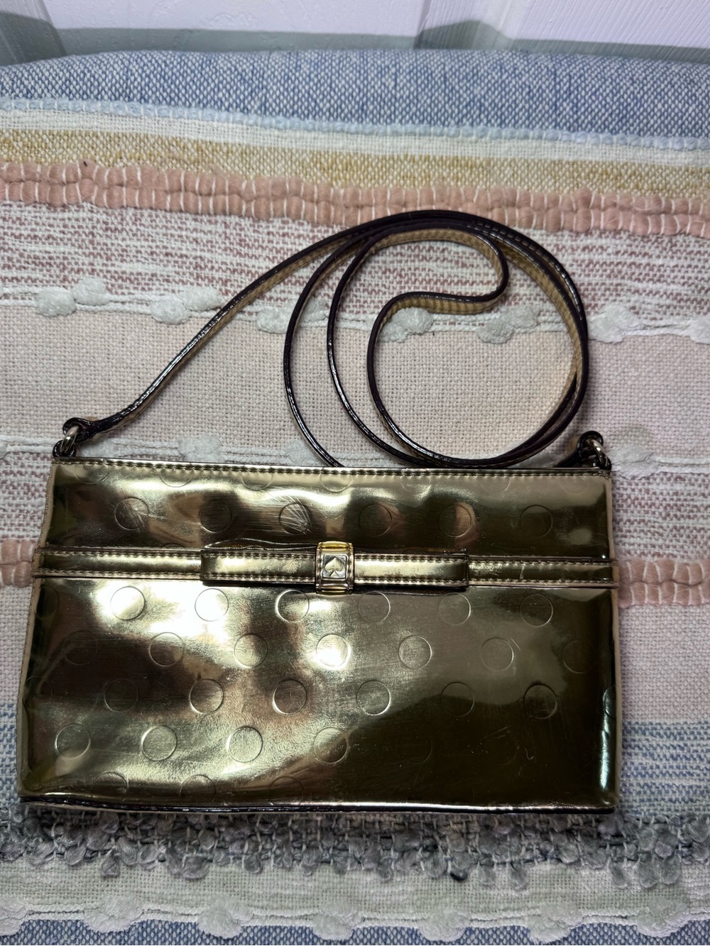 kate spade Metallic Gold Dot-Embossed Crossbody Bag